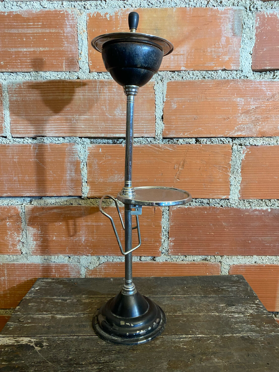 Ashtray on Stand + Tray + Metal Magazine Rack in Black + Vintage Chrome