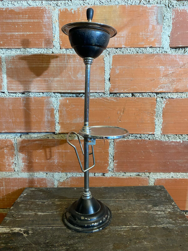 Cendrier Sur Pied + Plateau + Range Revues Métal Noir + Chromé Vintage