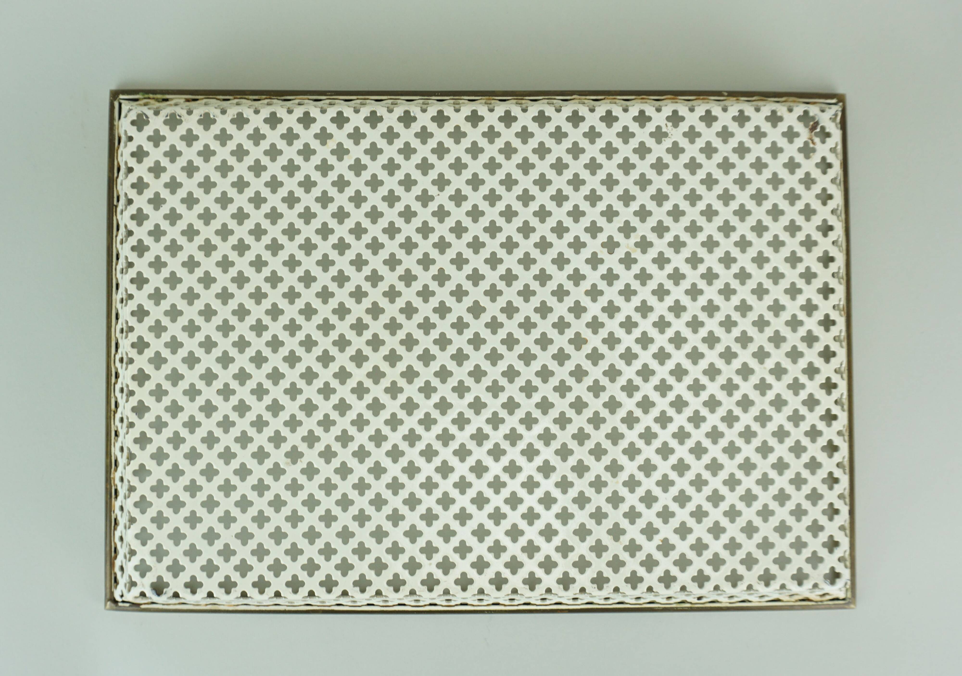 Vintage tray, perforated metal and brass, attr. to mathieu matégot 50s