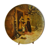 Alsatian terracotta dish painted decorative 19th century