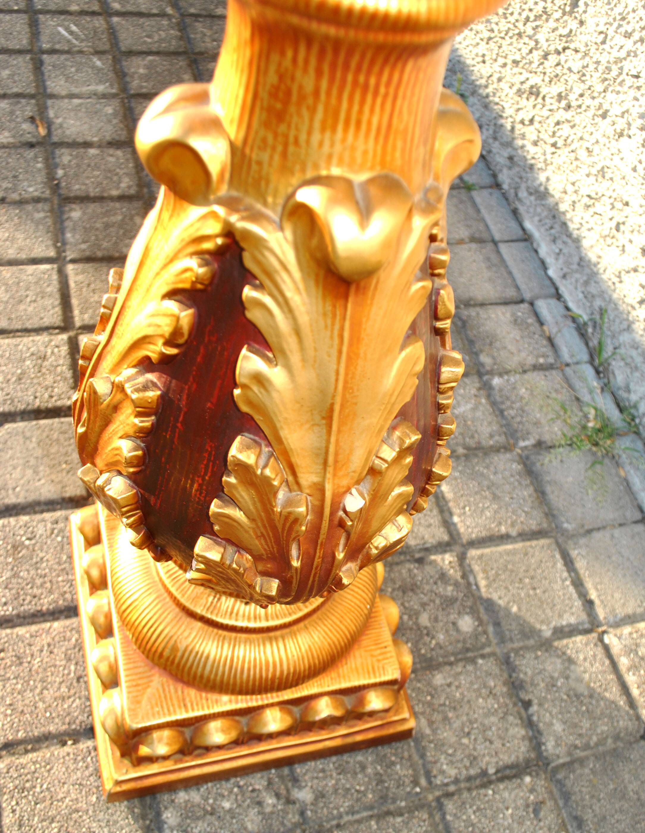 Decorative plaster column - gold lamp base - Creation JP France