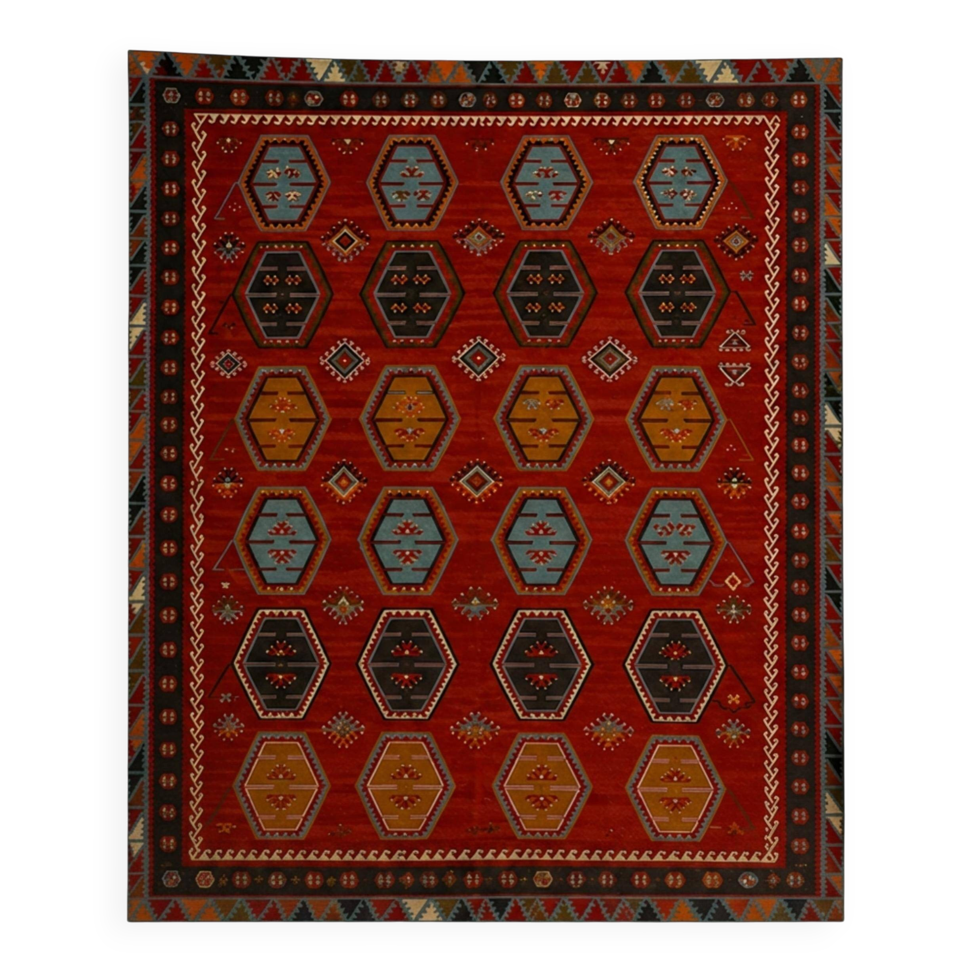 Rare Handmade Sarkishla Kilim Oriental Rug Antique Wool Turkish Kilim