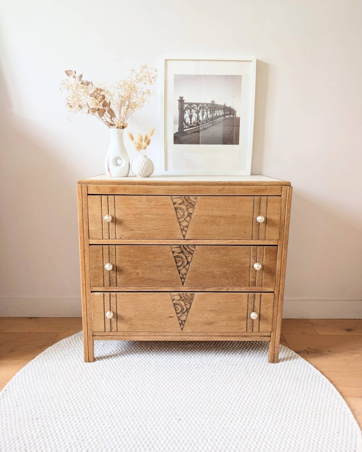 Renovated Art Deco oak chest of drawers