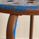 Tabouret industriel acier patine bleue & chocolat vintage