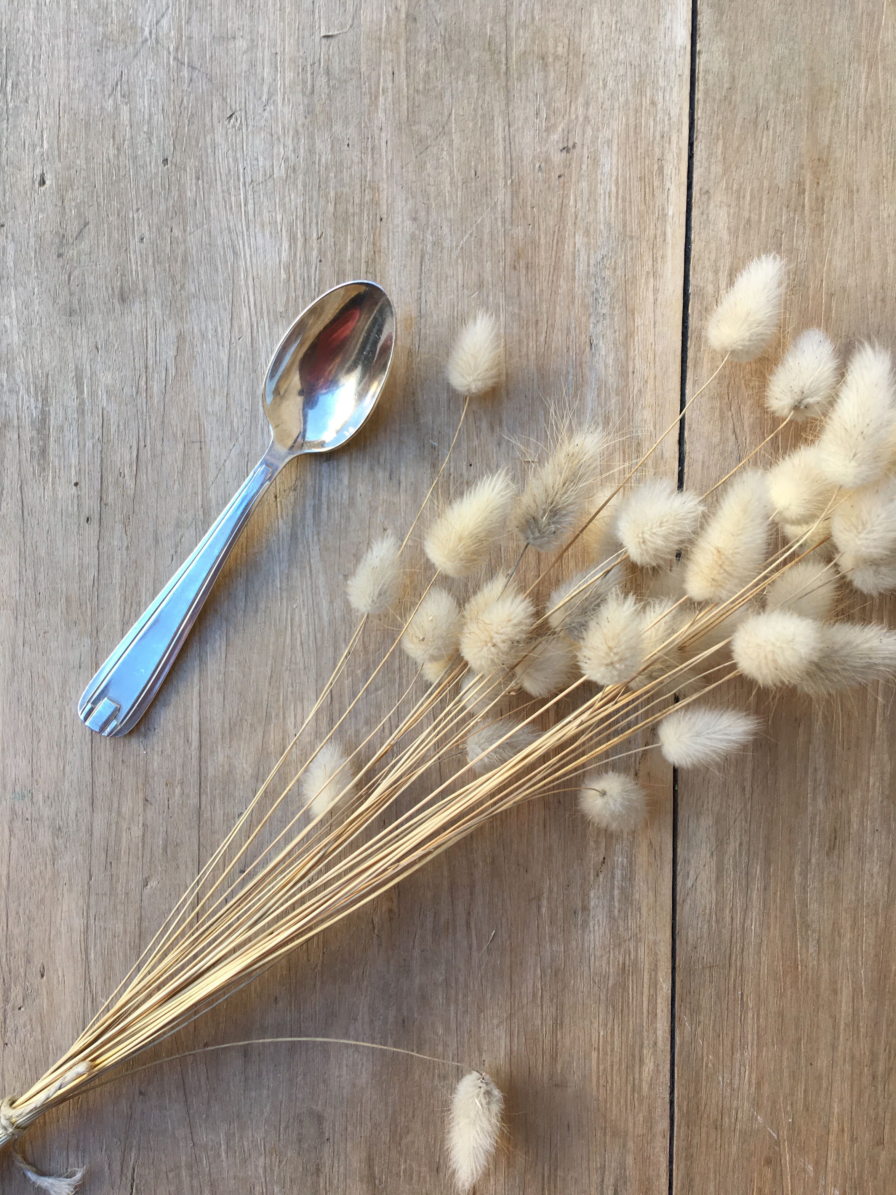 10 silver metal spoons art deco style