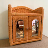 Small vintage rattan wall cabinet