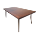 Midcentury danish rosewood dining table on bare steel box pin legs