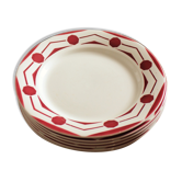 Lot 6 flat plates red Ciboulette Digoin Sarreguemines