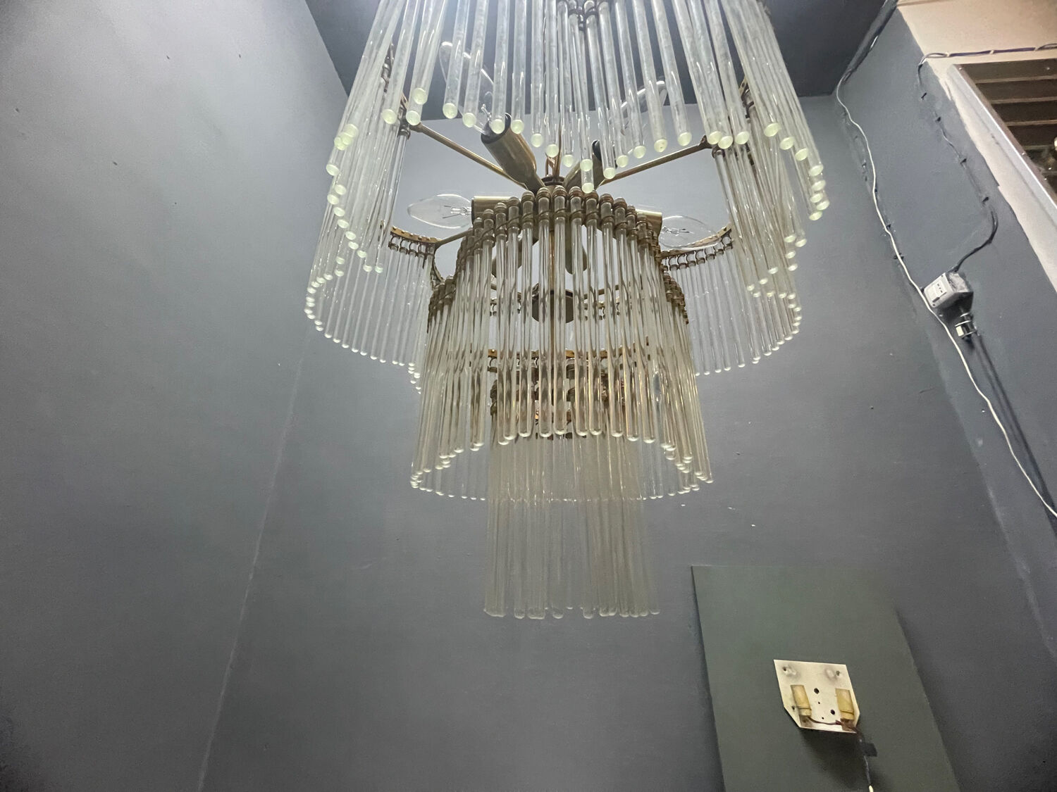 Murano Glass Rod Chandelier 1960’s 