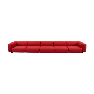 Vitra modular soft 5-seat sofa by Jasper Morrison in red Fabric