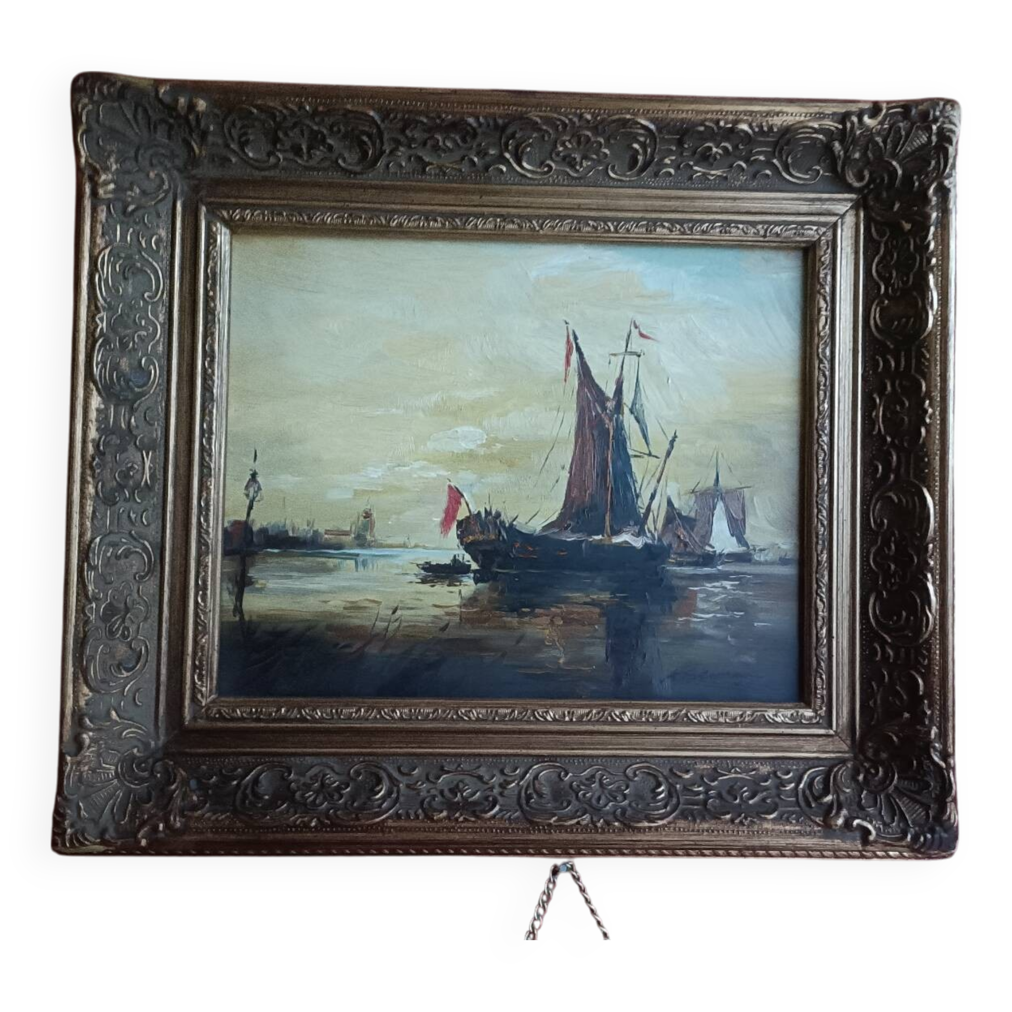 Tableau ancien, marine signée, fin XIXEME