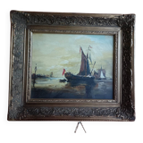 Old painting, signed seascape, late 19th century