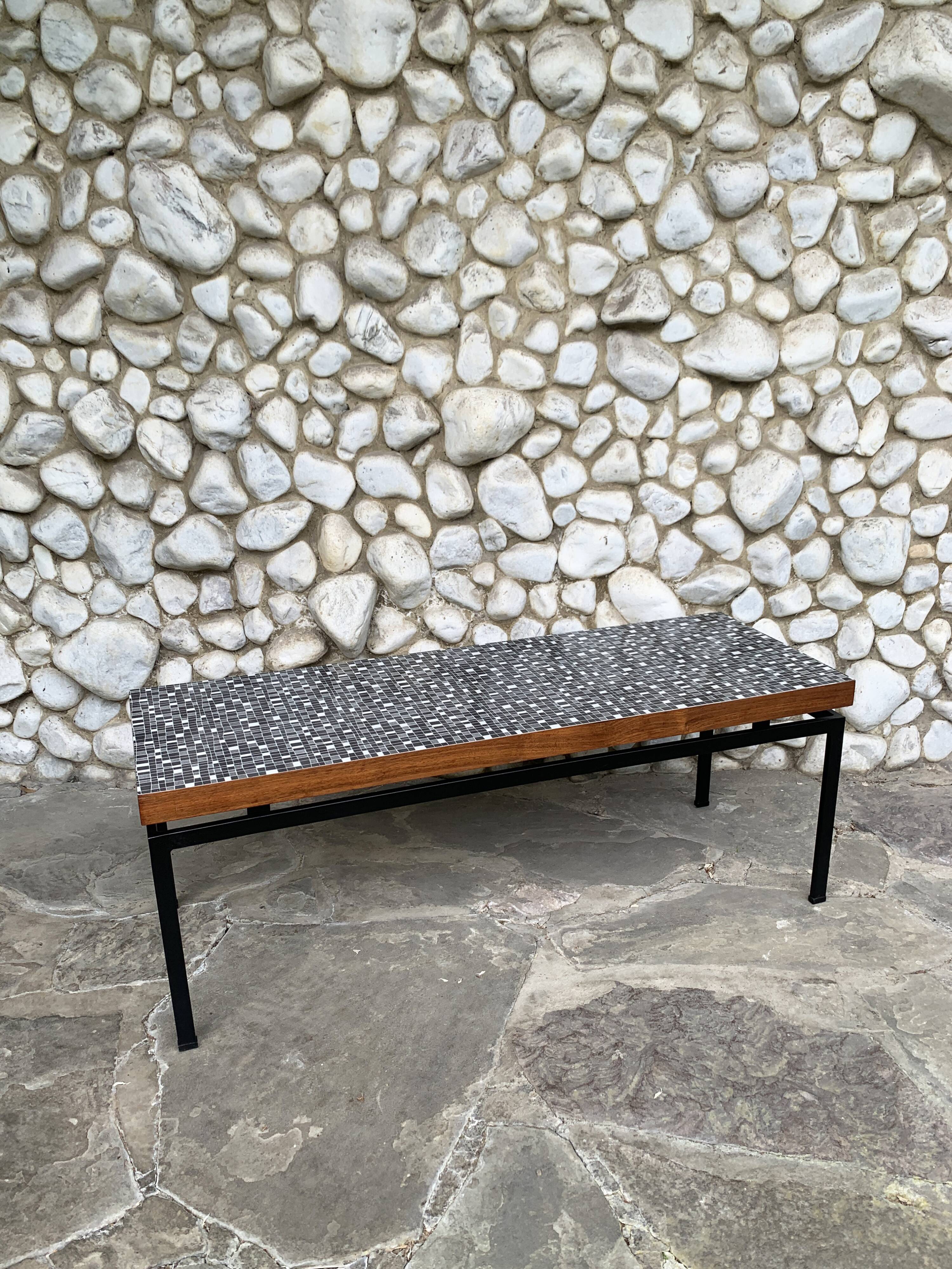 Mid-century teak coffee table with graphic motif, Germany 1950-60