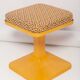 Mid-century mustard yellow floral stool, Poland, 1970s