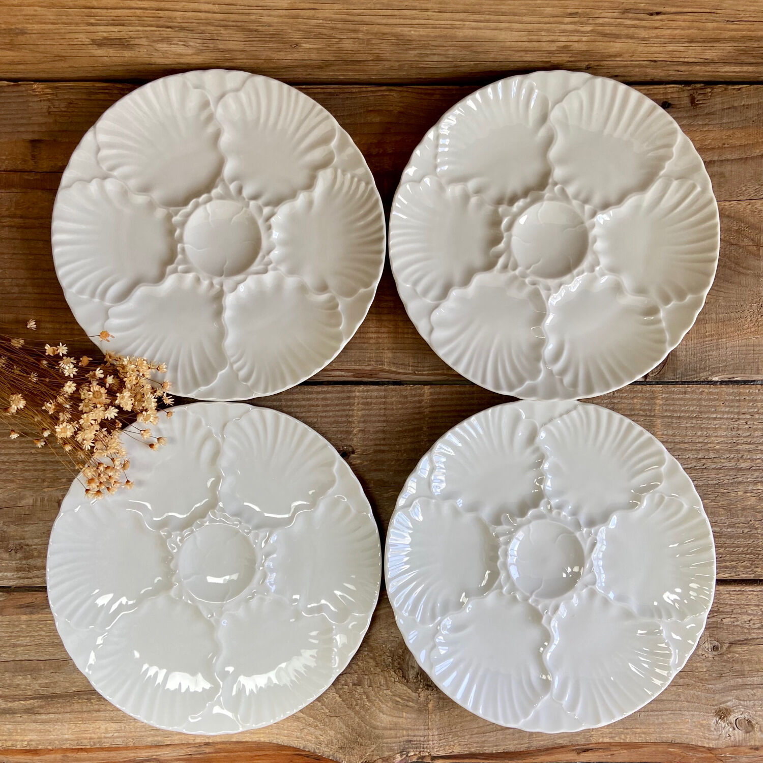 4 porcelain oyster plates Bareuther Bavaria