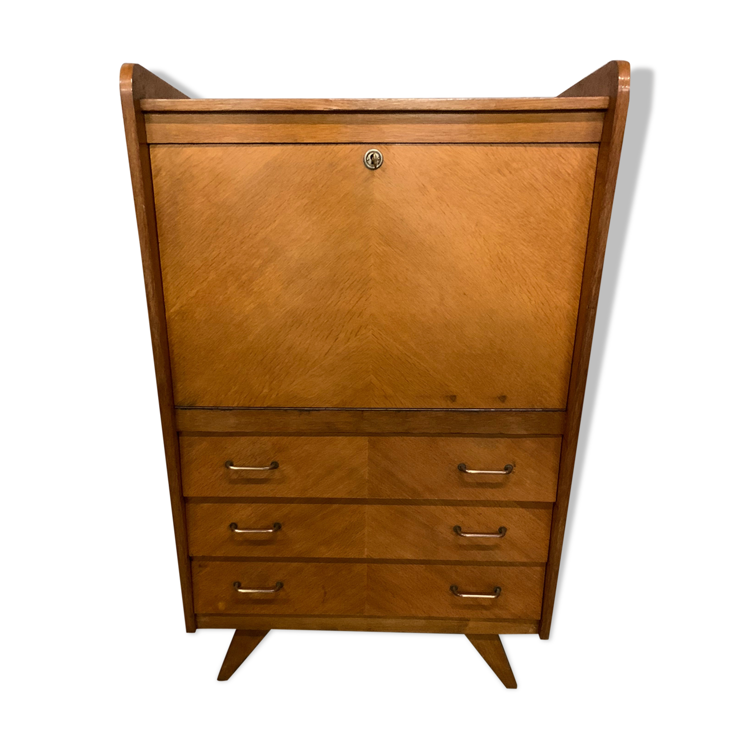Secretary vintage oak compass feet, 1960s