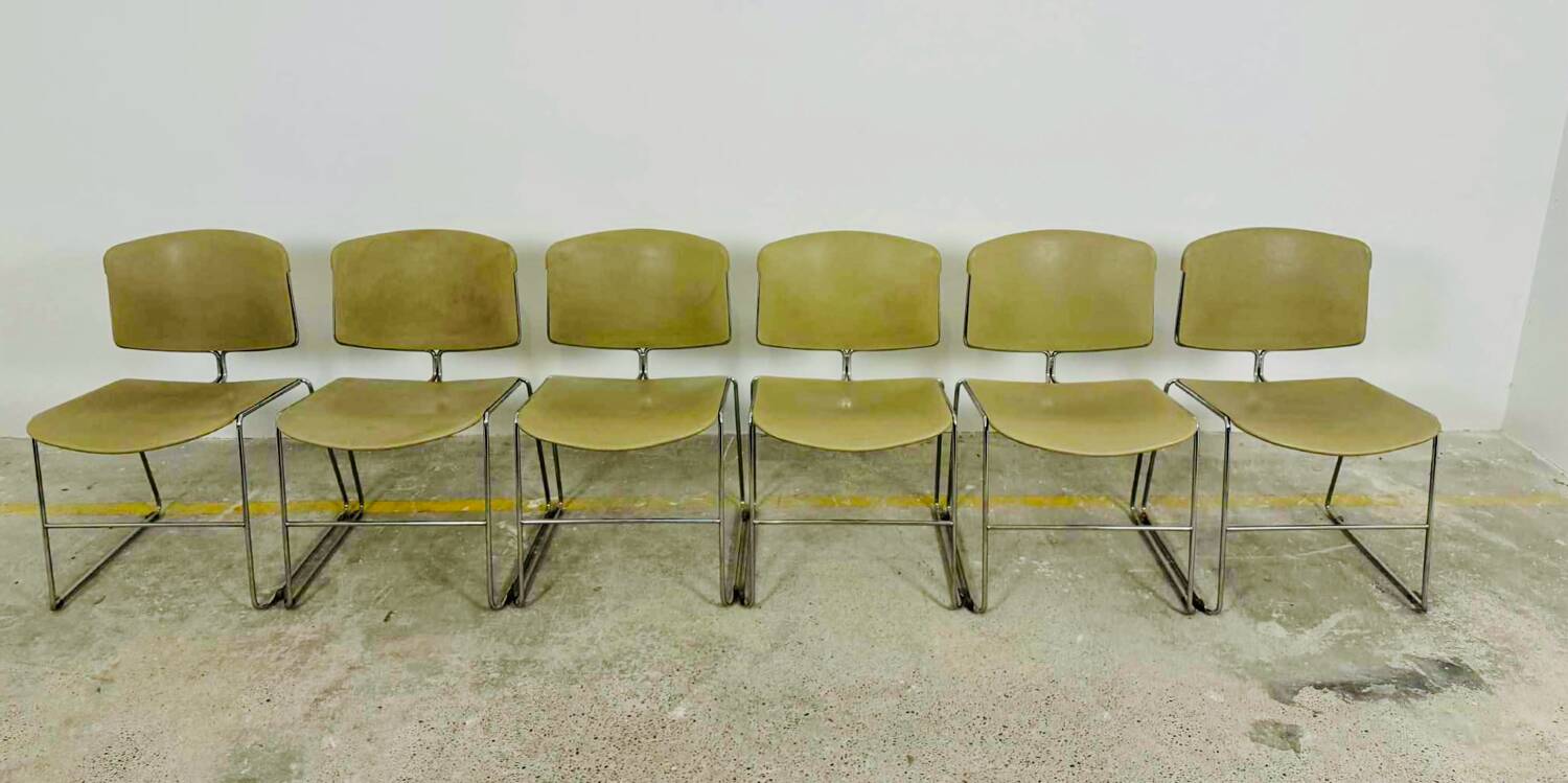 Set of 12 Max Stacker stackable chairs, 1970