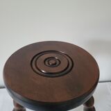 Brutalist stool with turned wooden legs