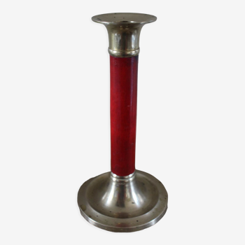 Bougeoir Flambeau laiton bois rouge