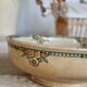 Antique ironstone salad bowl - Patina - Green and orange floral decoration