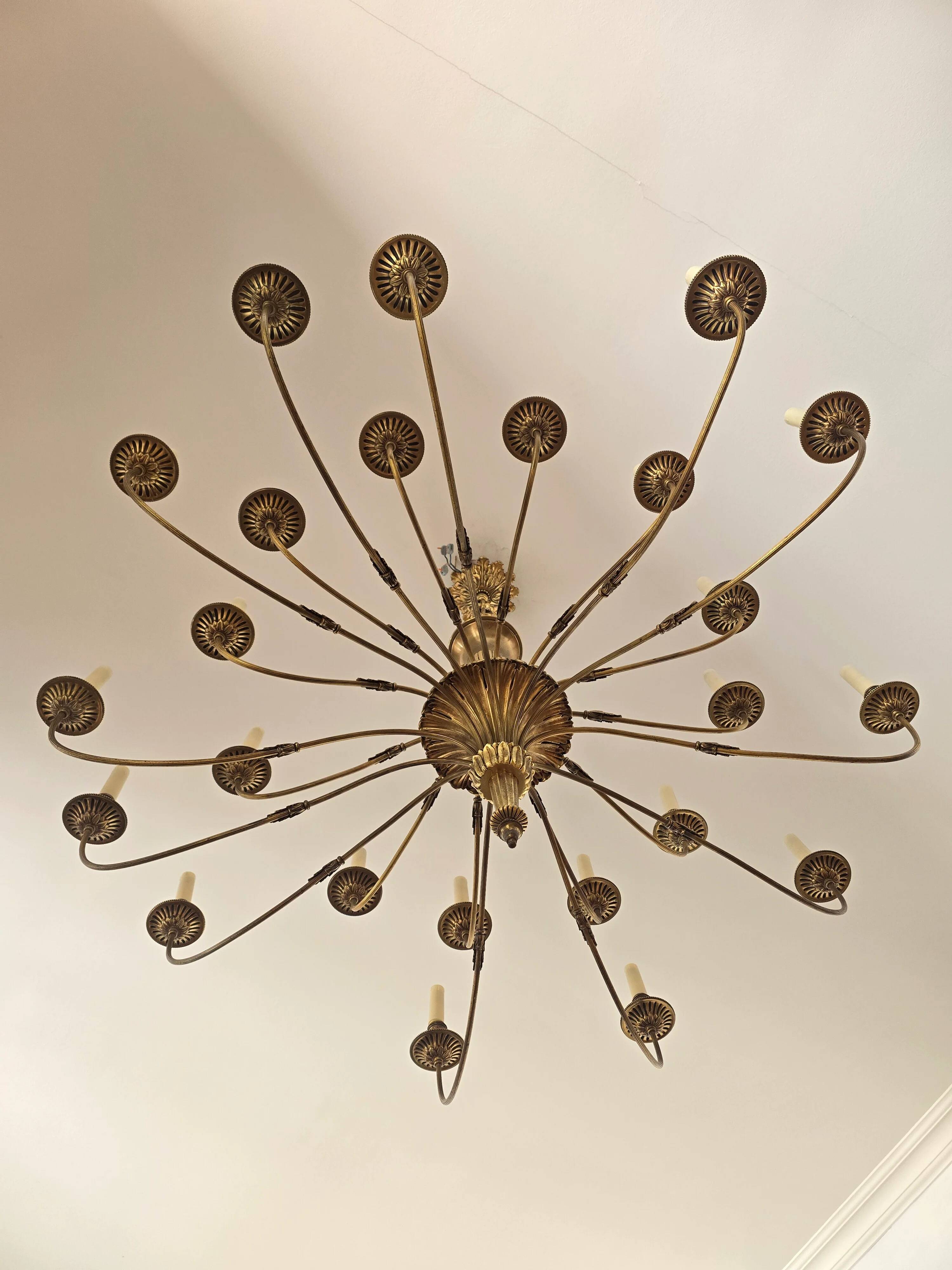 Large solid brass chandelier with 24 lights