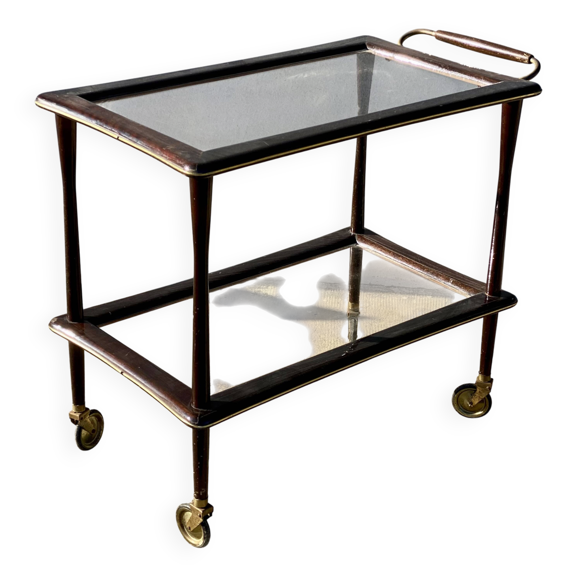 Vintage 1960s modernist serving table on wheels