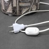 1970s Ceramic Table Lamp from Axella with Fabric Lampshade, Denmark