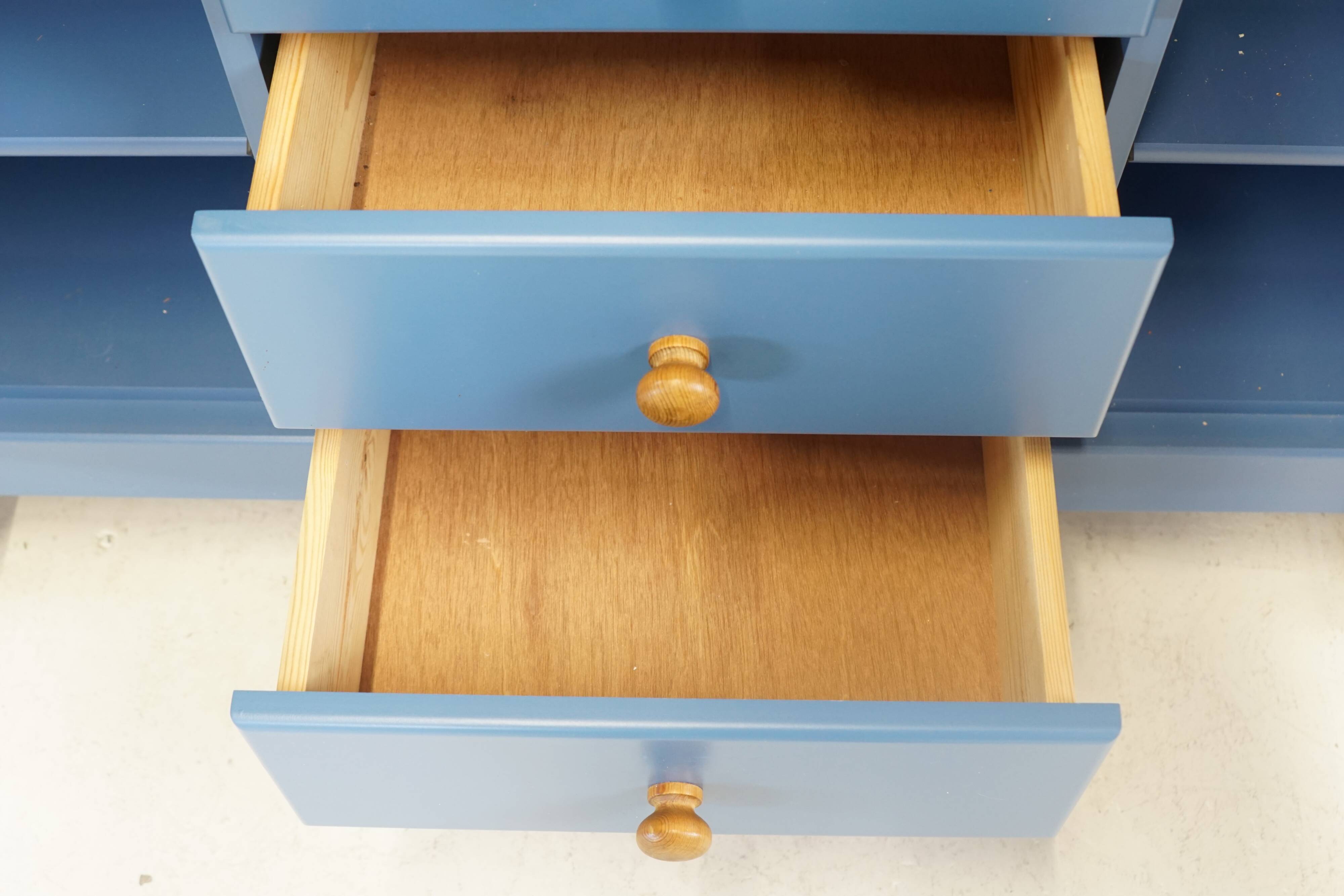 Vintage blue sideboard with 4 drawers and 2 doors - Scandinavian style Sweden 1960