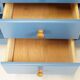 Vintage blue sideboard with 4 drawers and 2 doors - Scandinavian style Sweden 1960