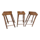 Set of 3 high wooden bar stools, handcrafted, 50.