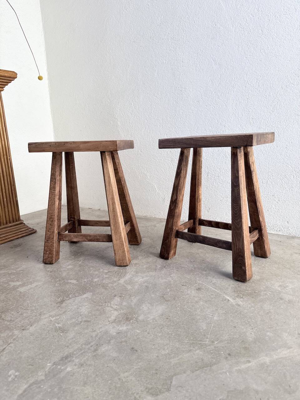 Pair of oak stools from the 1960s.