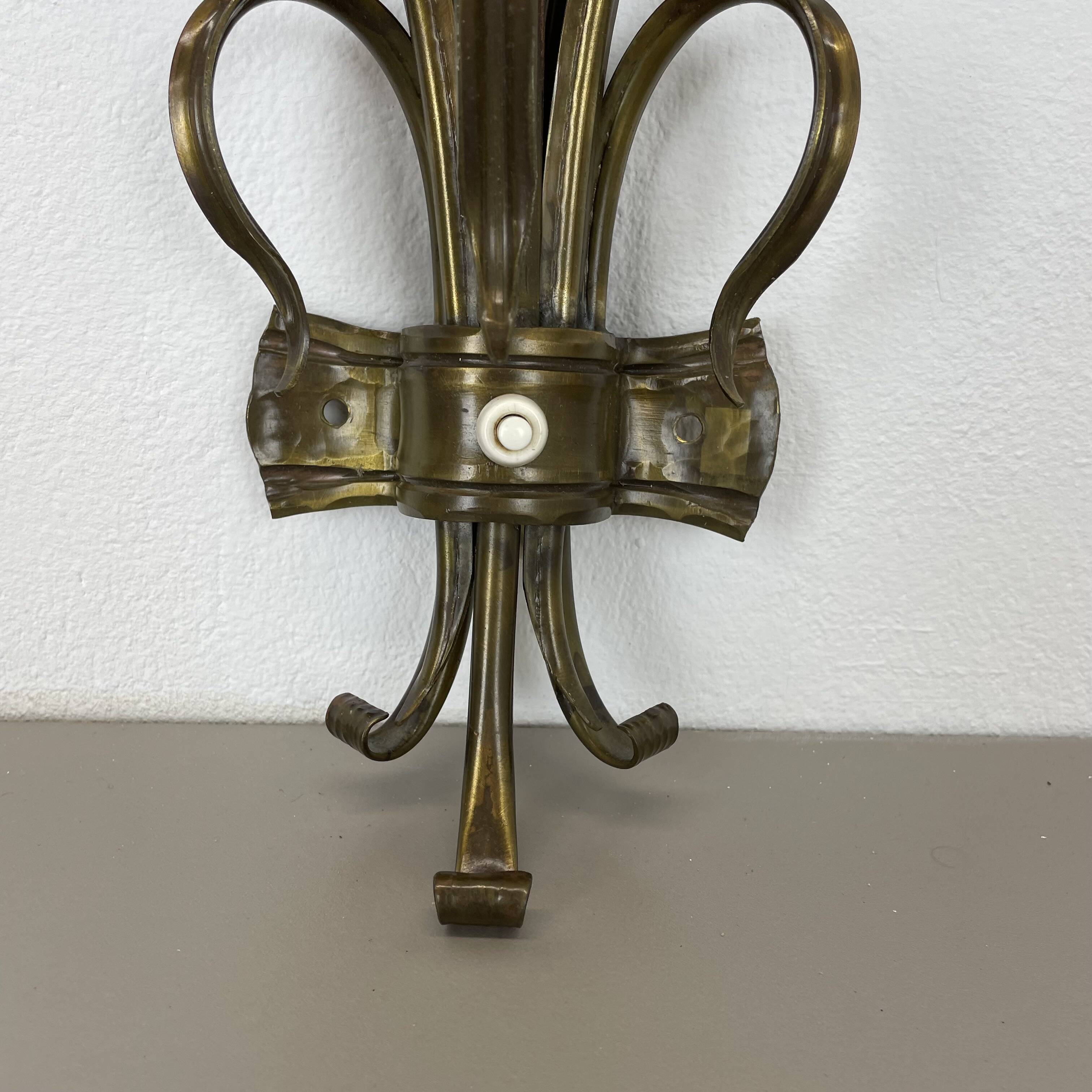 Sculptural 44cm brass  "flower" theatre wall light, italy, 1970s