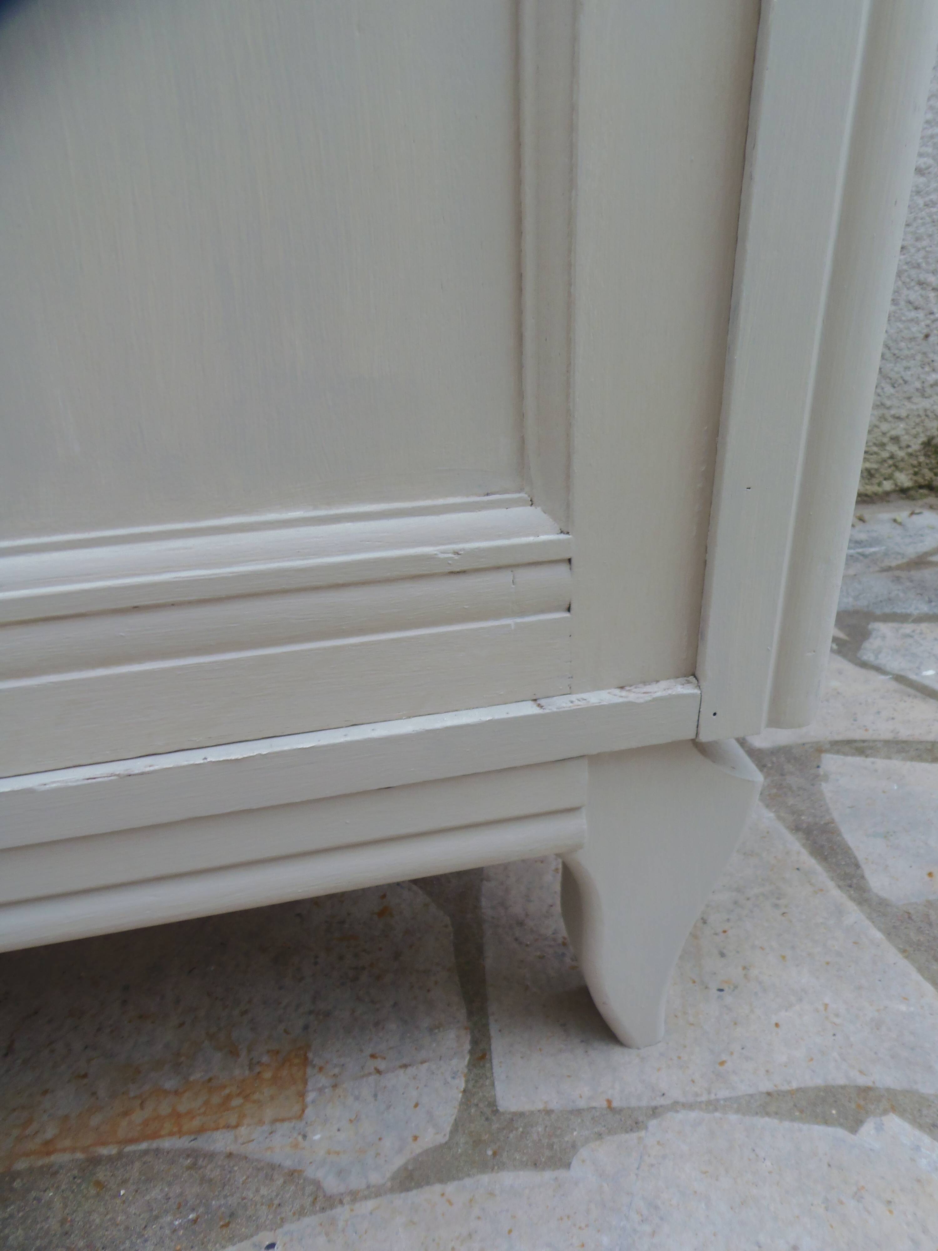 Vintage beige sideboard, oak top.