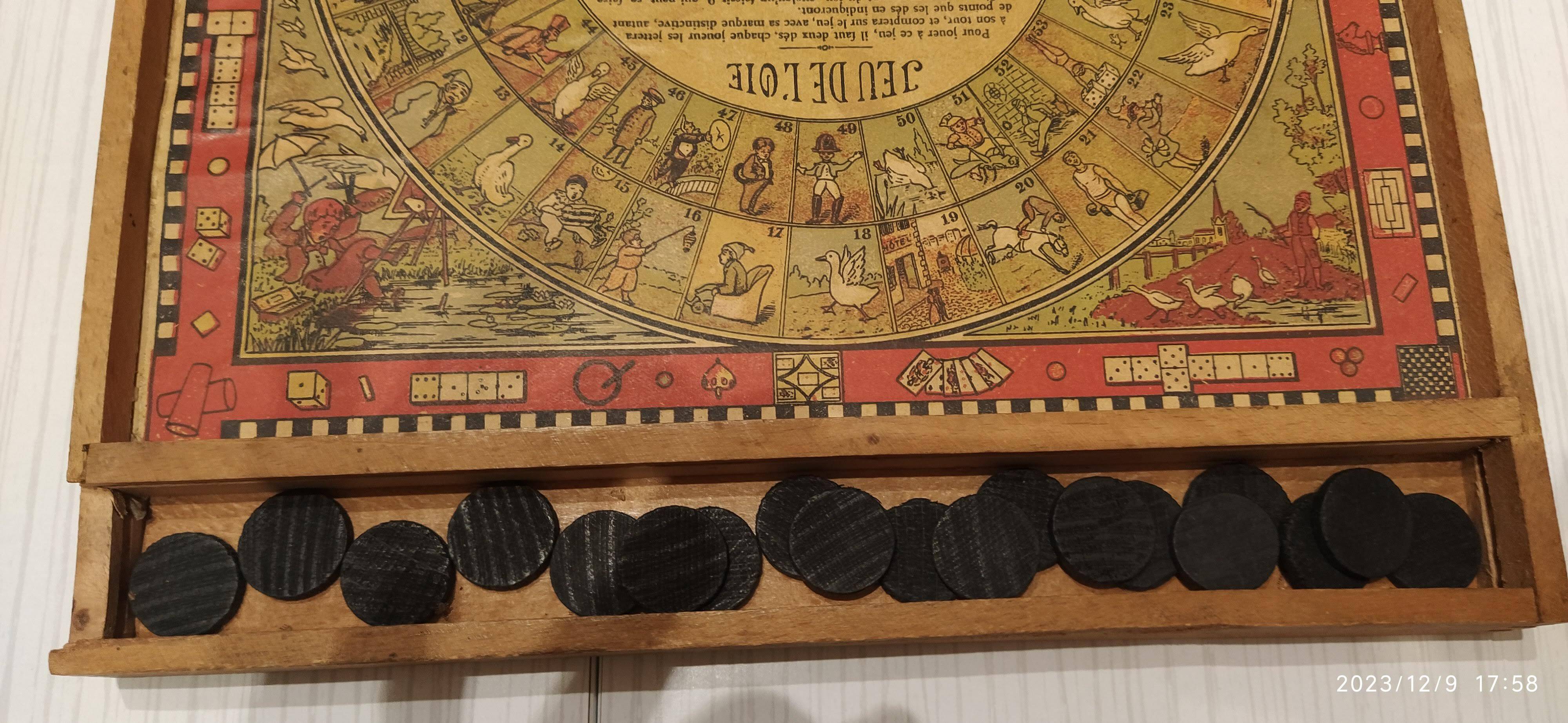 Very old game of goose and checkers