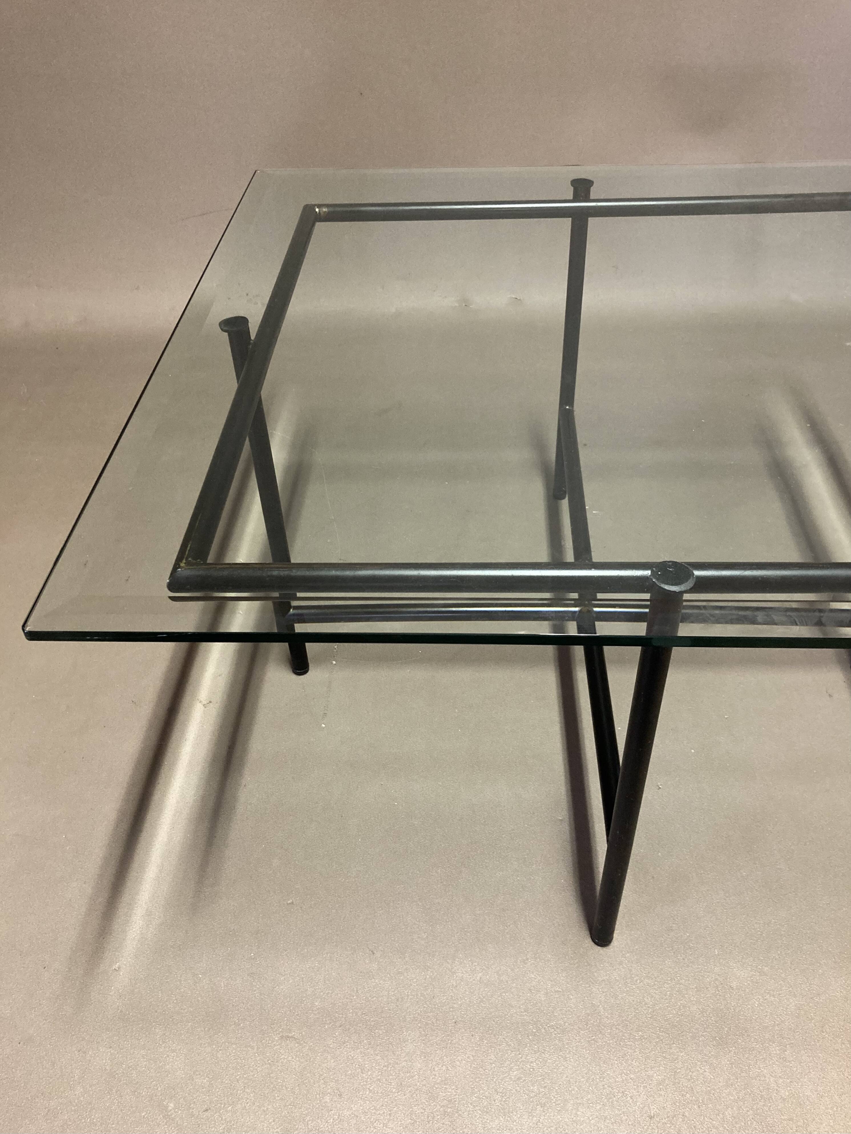 Glass and metal coffee table design 1950.