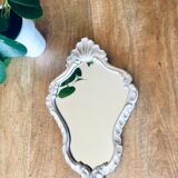 Golden art deco mirror and white patinated 30x45cm