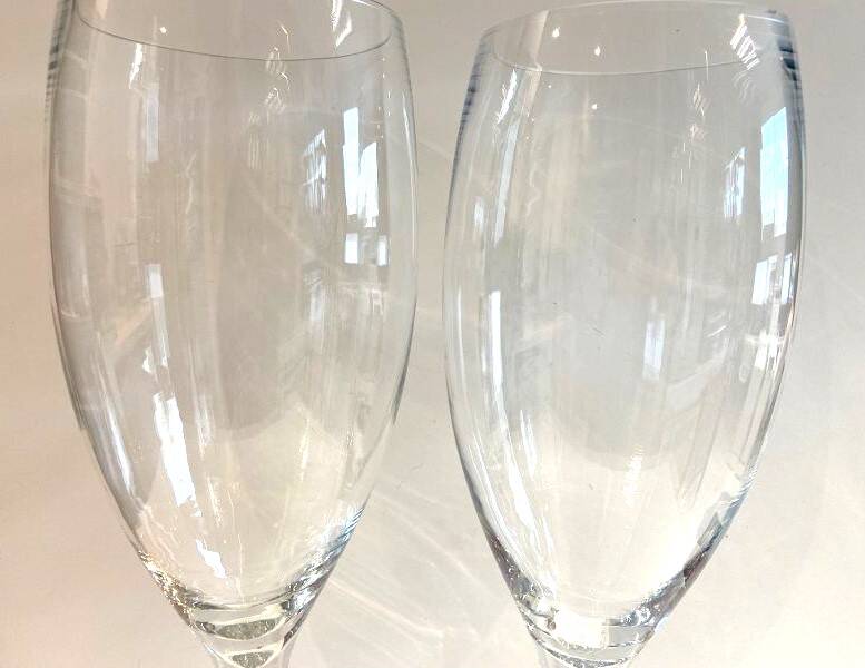 Duo of Large Tealight Holders Vases Candle Holders on Stand Blown Crystal Glass Deco