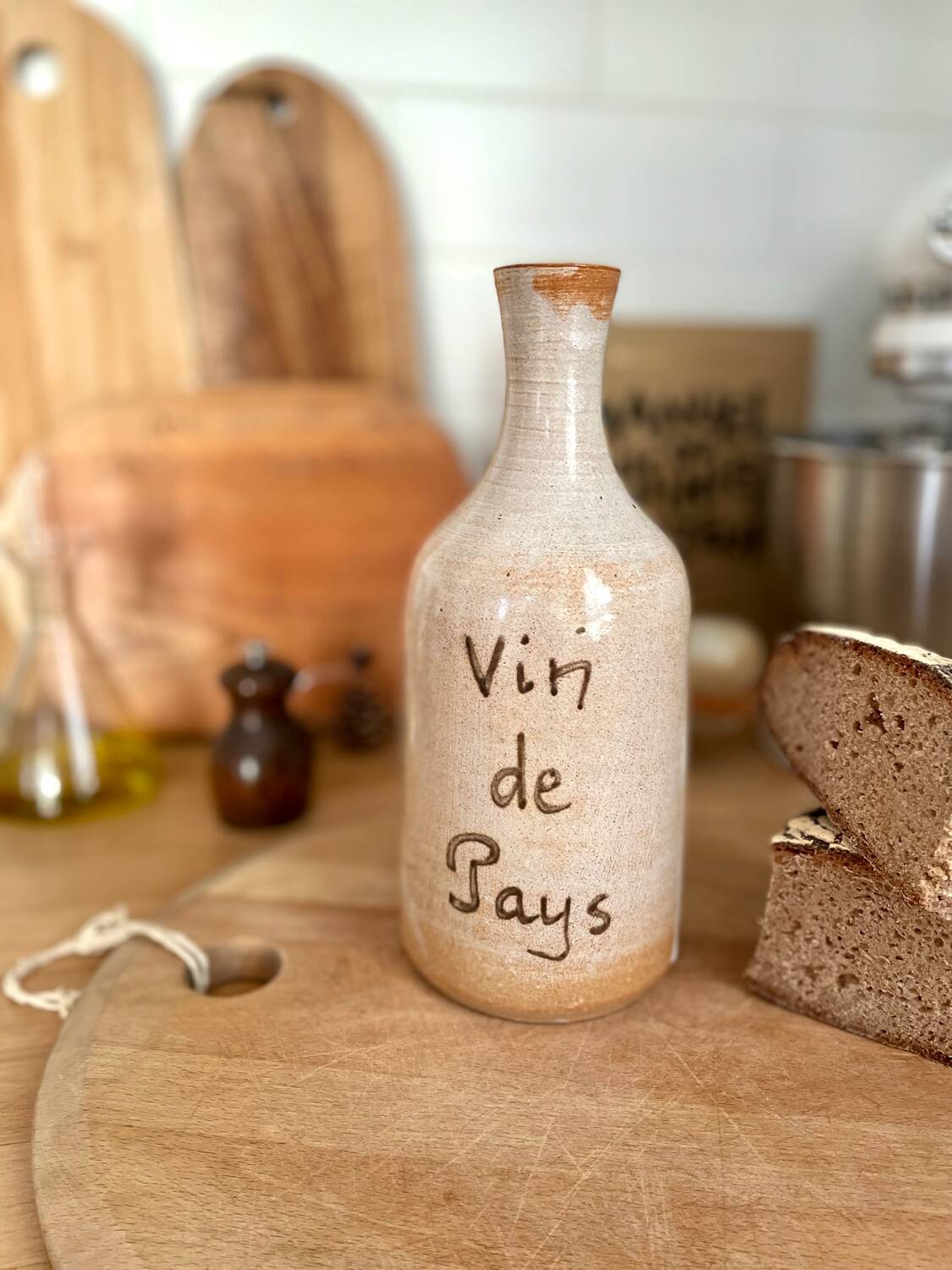 Vintage stoneware carafe “Vin de Pays”