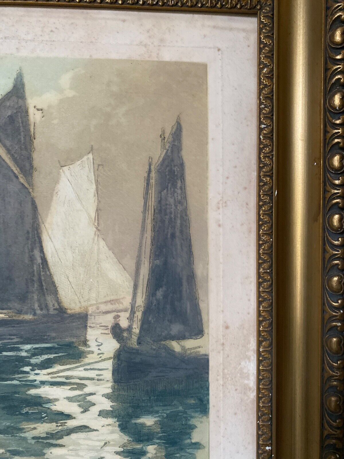 Lithograph Fernand-Marie-Eugène Le Gout-Gérard Bretonne Barque n°185