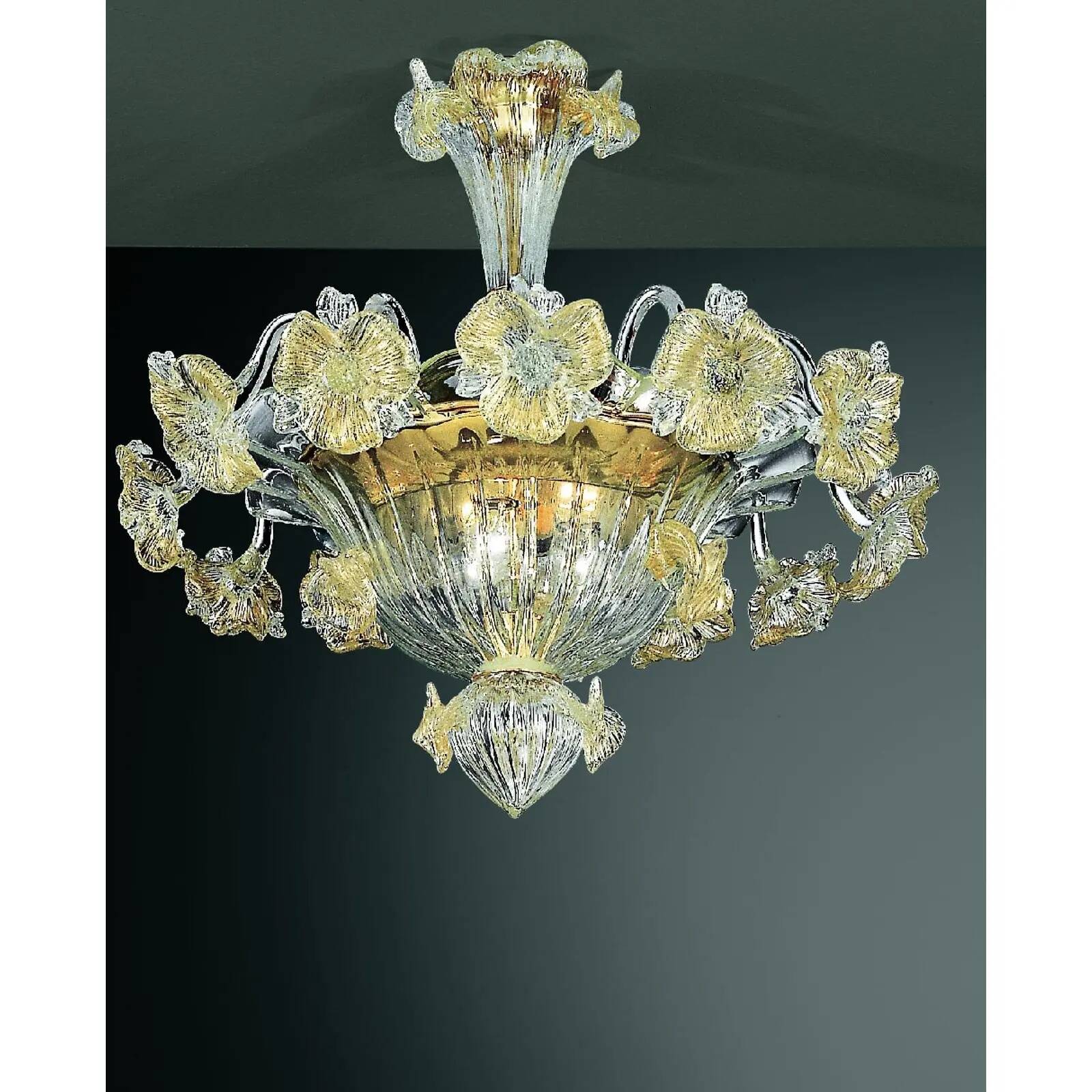 Venetian Floreal Gold Murano Glass Flush Mount