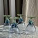 Set of 4 large blue and green glasses H14 D10