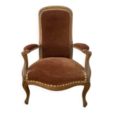 Voltaire armchair in cognac velvet