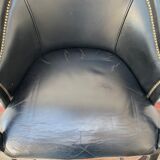 Tall black leather bar chair