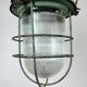 Green Industrial Soviet Bunker Pendant Light with Iron Grid, 1960s