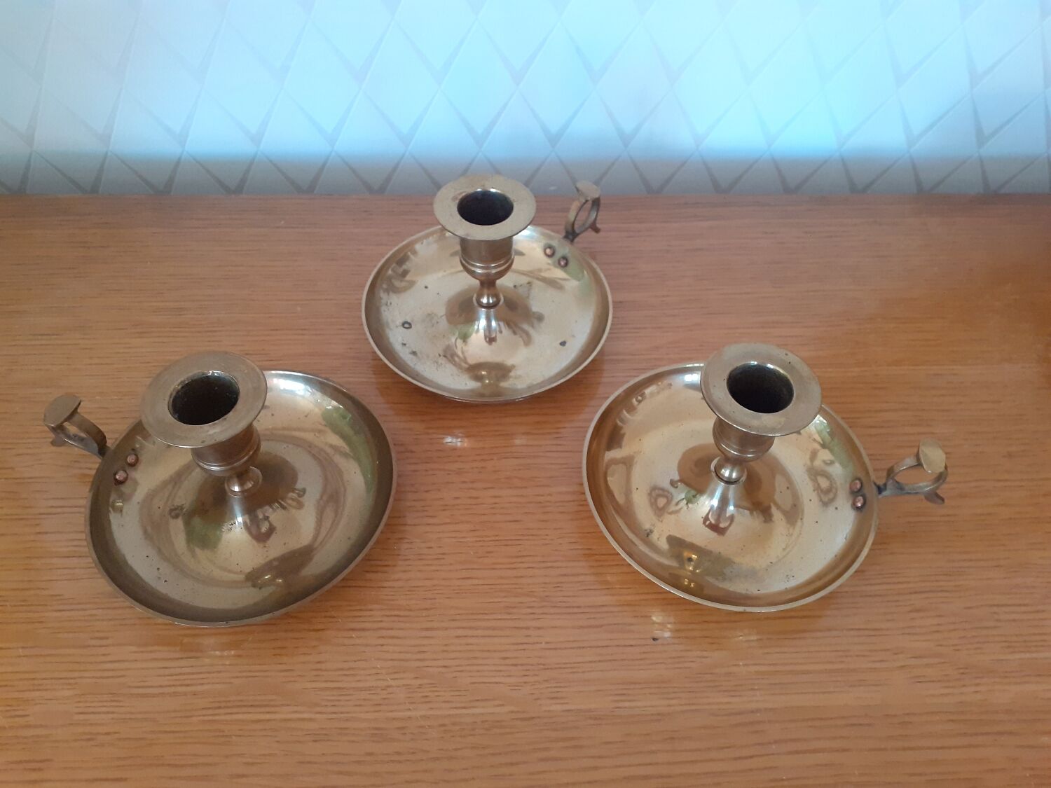 Lot de 3 bougeoirs en laiton