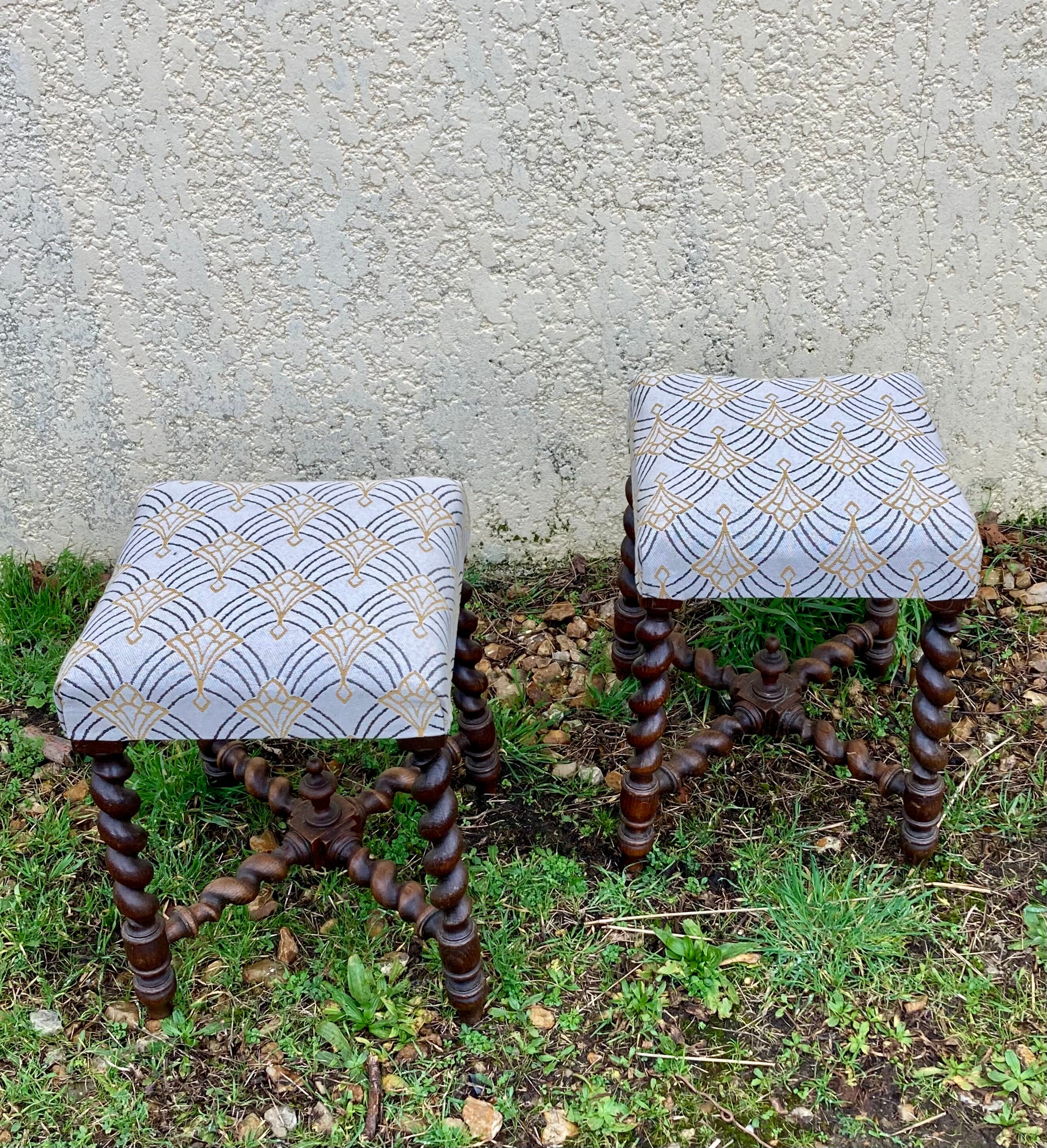 Pair of twisted foot stools
