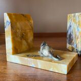 Art deco bookends by Jean Garnier, bronze and marble.