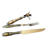 Napoleon III leg of lamb service, silver handle, stainless steel blade