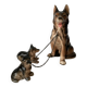 Figurine chien berger et ses 2 petits en céramique vintage