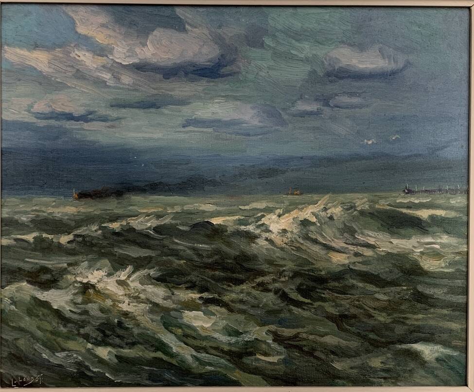 Oil on canvas Léon Londot 1876-1953 "Storm at sea"